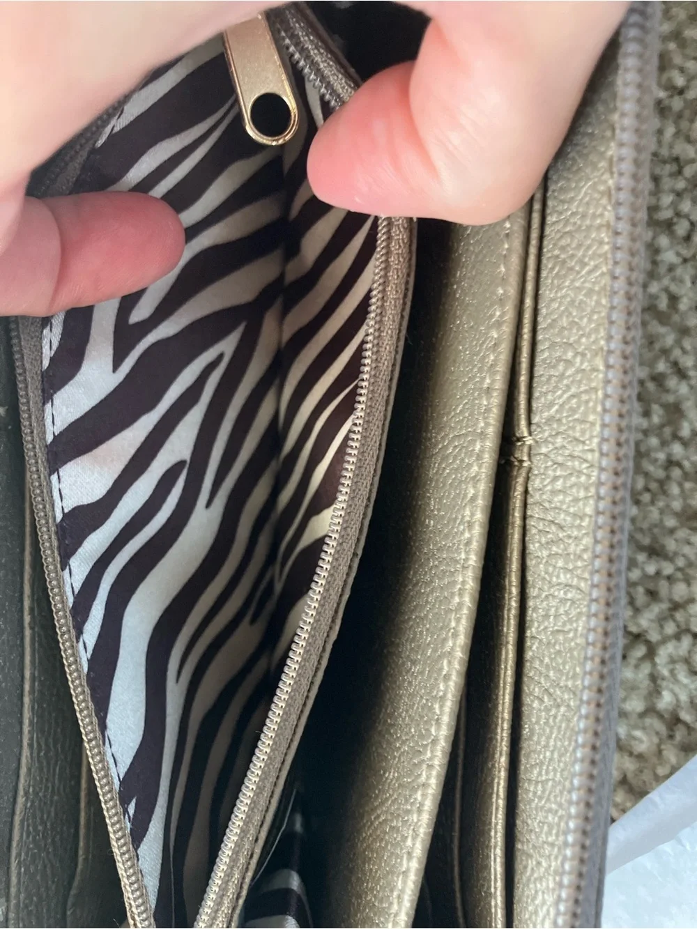 Dana Buchman Metallic Gray Zip-Around Studded Wallet